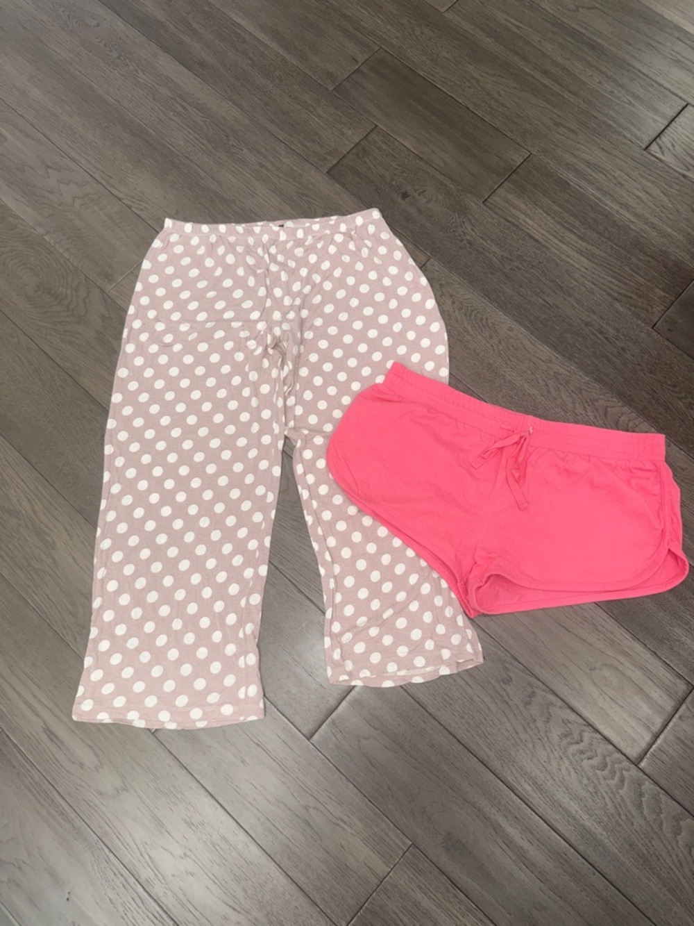 Women’s Polka Dot Sleep Pants and Pink Shorts Pajama bundle